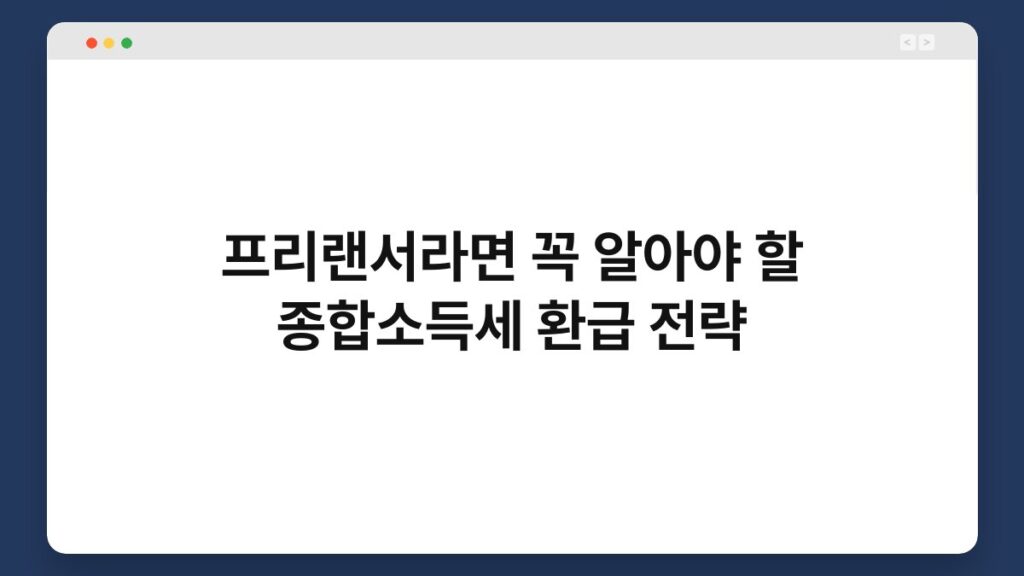 프리랜서라면 꼭 알아야 할 종합소득세 환급 전략 6