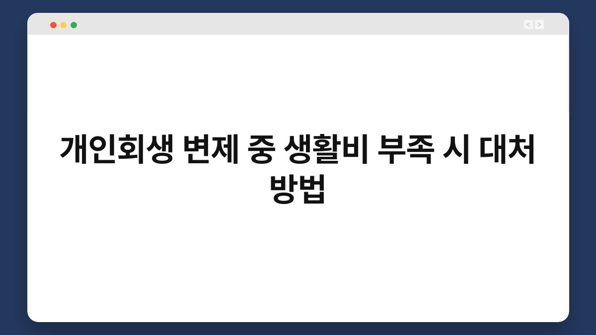 개인회생 변제 중 생활비 부족 시 대처 방법 1