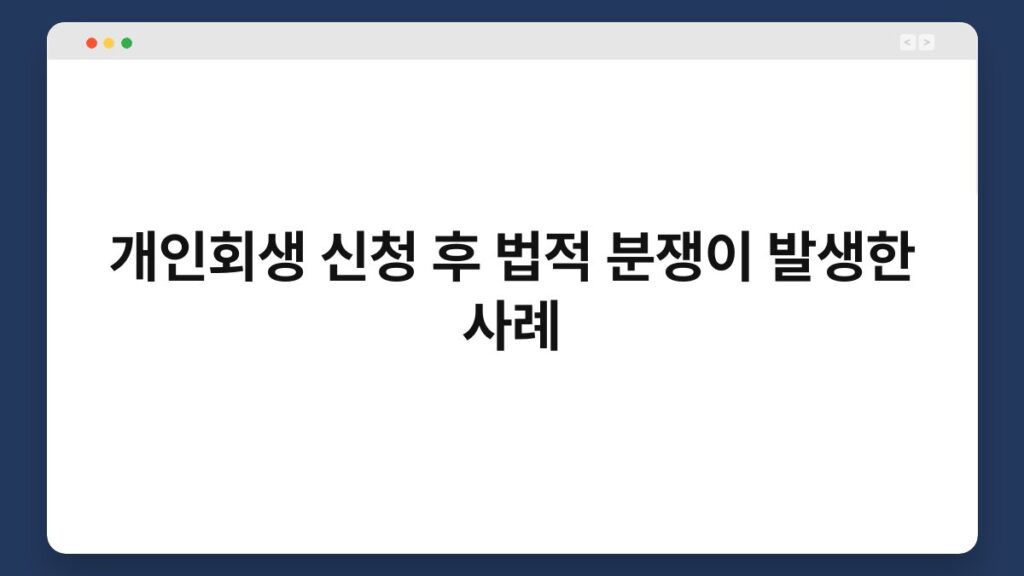개인회생 신청 후 법적 분쟁이 발생한 사례 1