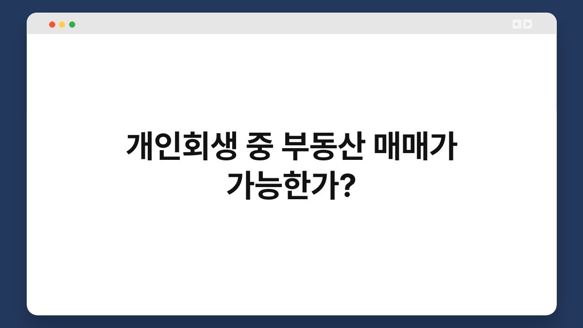 개인회생 중 부동산 매매가 가능한가? 1