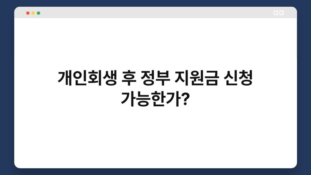 개인회생 후 정부 지원금 신청 가능한가? 1