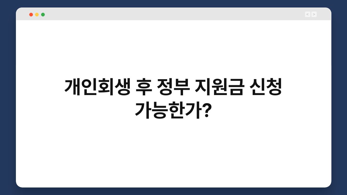 개인회생 후 정부 지원금 신청 가능한가? 1