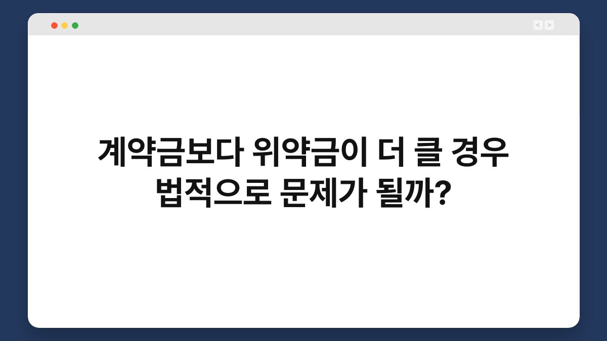 계약금보다 위약금이 더 클 경우 법적으로 문제가 될까? 1
