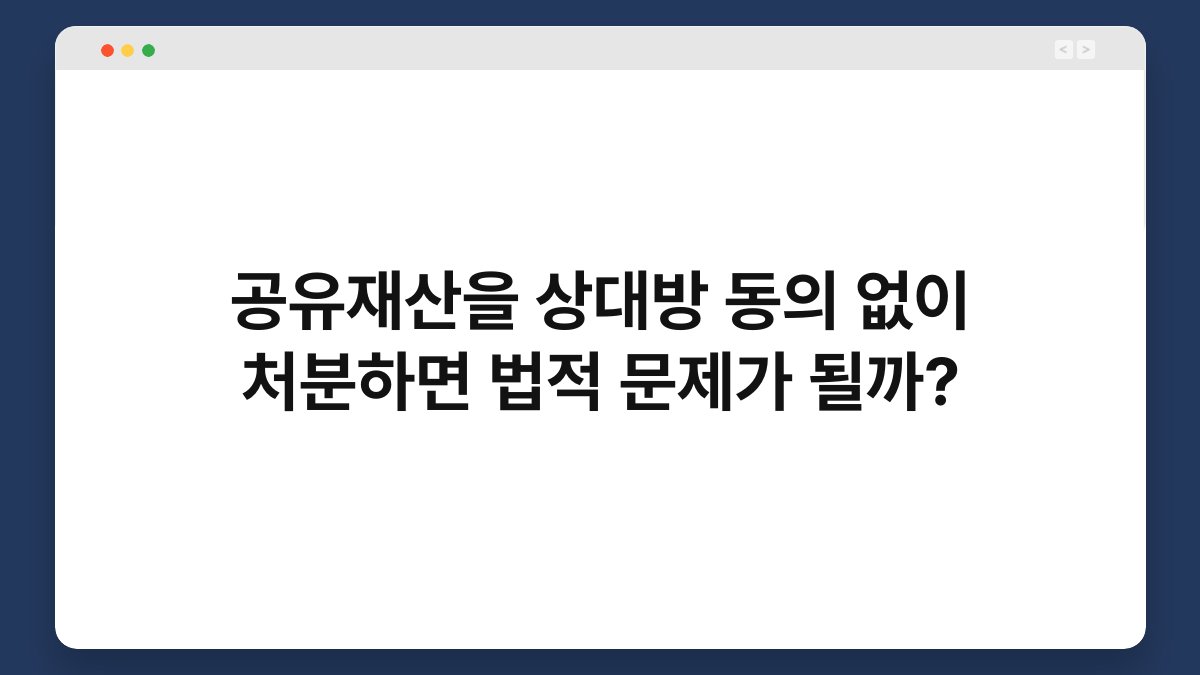 공유재산을 상대방 동의 없이 처분하면 법적 문제가 될까? 1