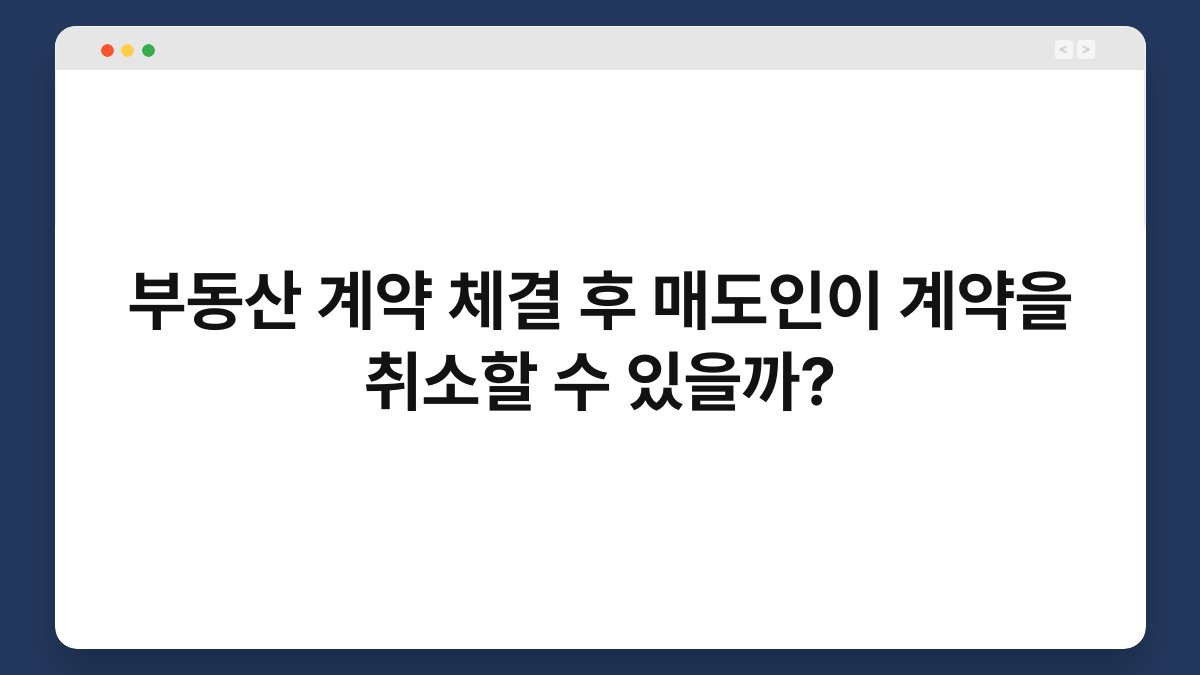 부동산 계약 체결 후 매도인이 계약을 취소할 수 있을까? 1
