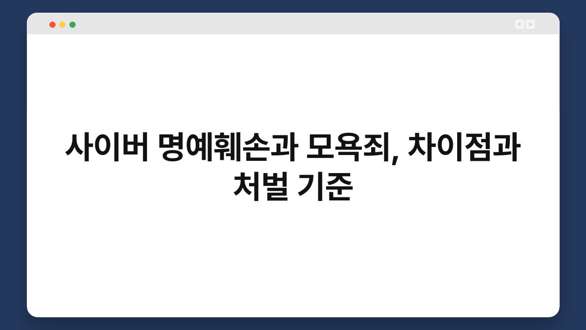 사이버 명예훼손과 모욕죄, 차이점과 처벌 기준 1