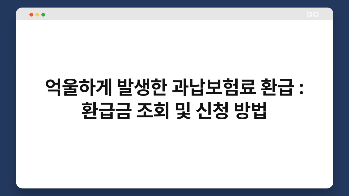 억울하게 발생한 과납보험료 환급 : 환급금 조회 및 신청 방법 1