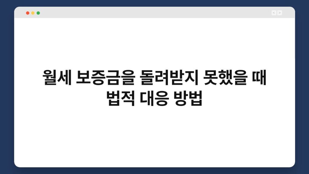 월세 보증금을 돌려받지 못했을 때 법적 대응 방법 1