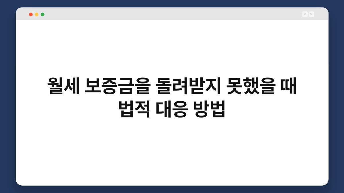 월세 보증금을 돌려받지 못했을 때 법적 대응 방법 1
