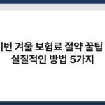 이번 겨울 보험료 절약 꿀팁 – 실질적인 방법 5가지 2