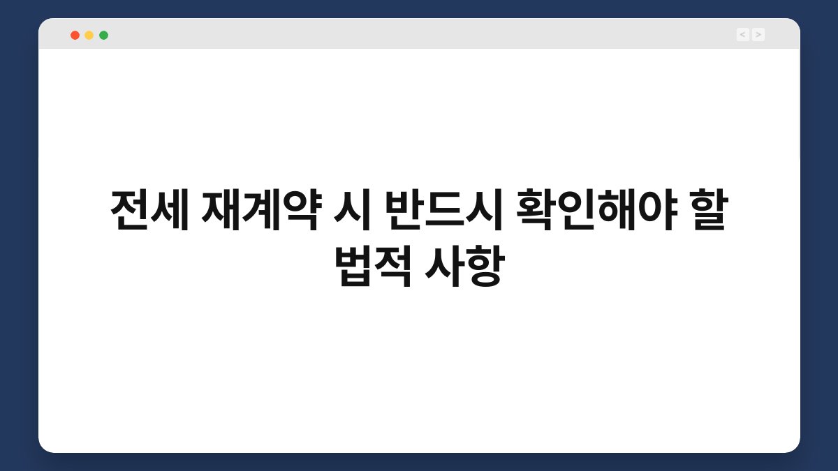 전세 재계약 시 반드시 확인해야 할 법적 사항 1