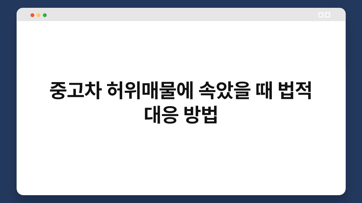 중고차 허위매물에 속았을 때 법적 대응 방법 1