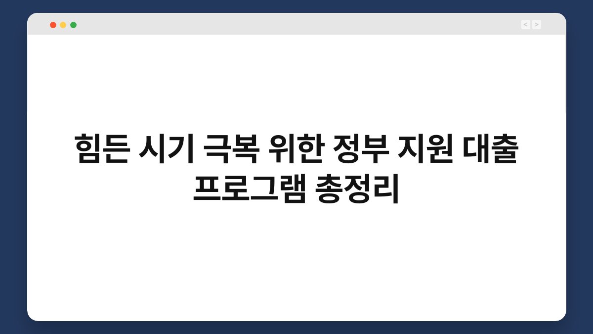 힘든 시기 극복 위한 정부 지원 대출 프로그램 총정리 1