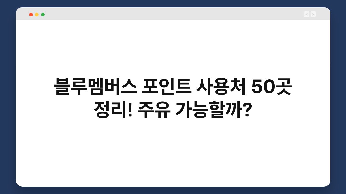 블루멤버스 포인트 사용처 50곳 정리! 주유 가능할까? 1