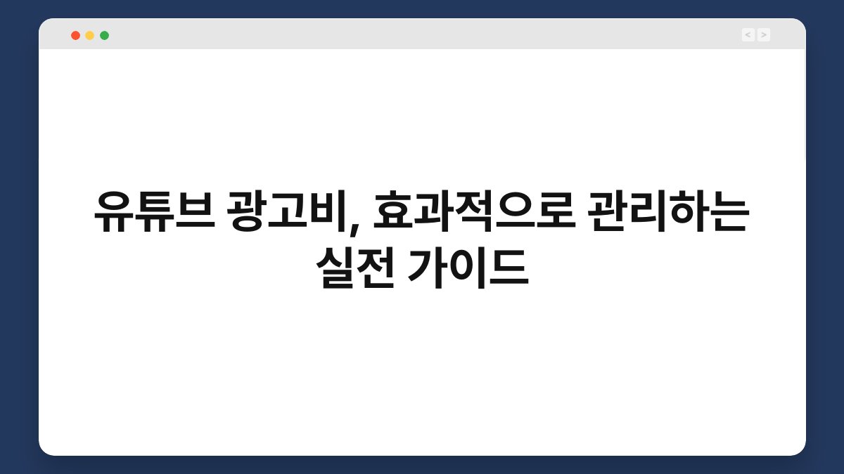 유튜브 광고비, 효과적으로 관리하는 실전 가이드 1