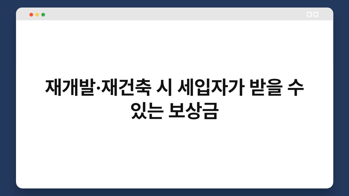 재개발·재건축 시 세입자가 받을 수 있는 보상금 1